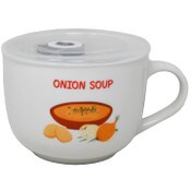 Wholesale - 16oz "ONION SOUP" CERAMIC SOUP MUG W/VENTED LID AND DAY DOT MAISON SUCASA C/P 36, UPC: 810094755737